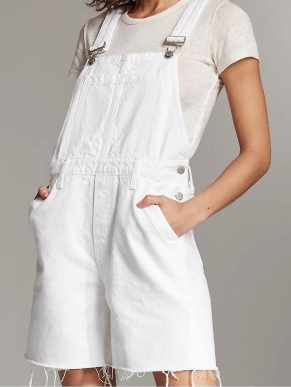 Aritzia Denim Forum The '90s Silvie Baggy White Shortalls Jean Shorts Size XXS